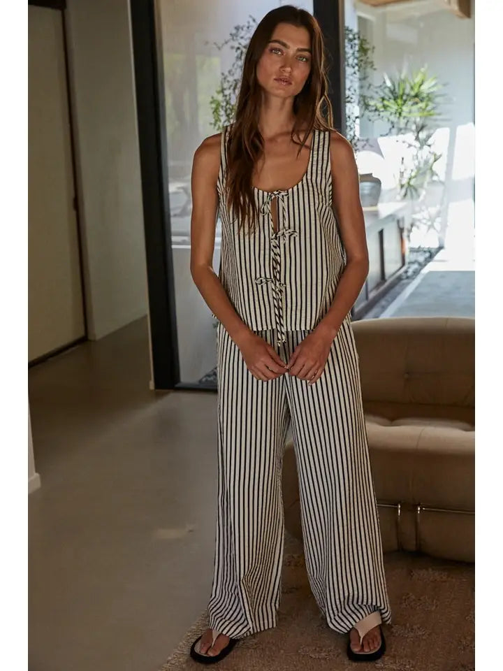 Striped Front Tie Top