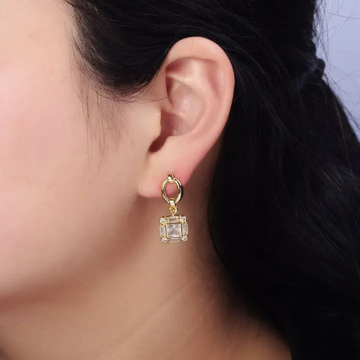 Square Baguette Drop Earrings