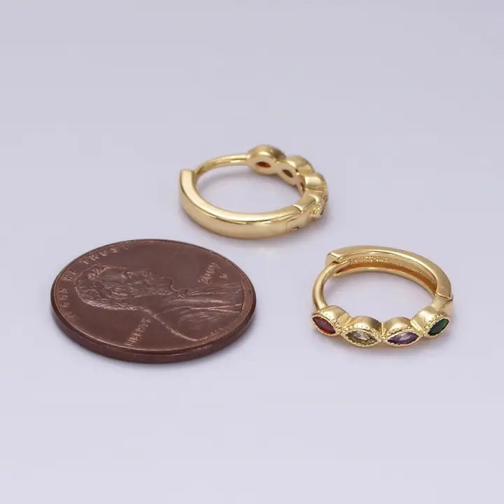 Multicolor Marquise Huggie Earrings