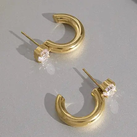 Chunky Geometric Moissanite Hoop Earrings