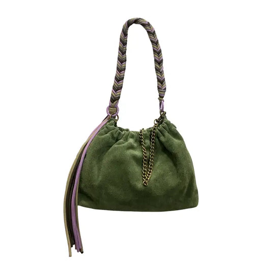 Plissa M Suede Leather Bag