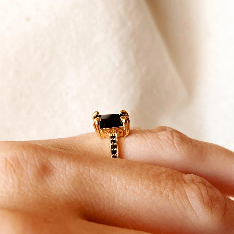 Black Solitaire Ring