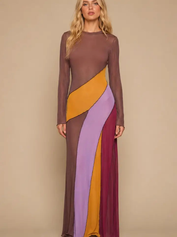 Sunset Mesh Maxi Dress