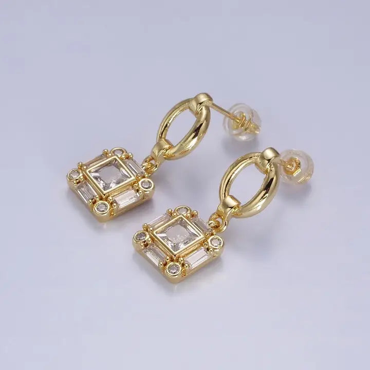 Square Baguette Drop Earrings