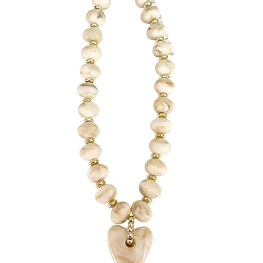 Athens Cream Heart Beaded Necklace
