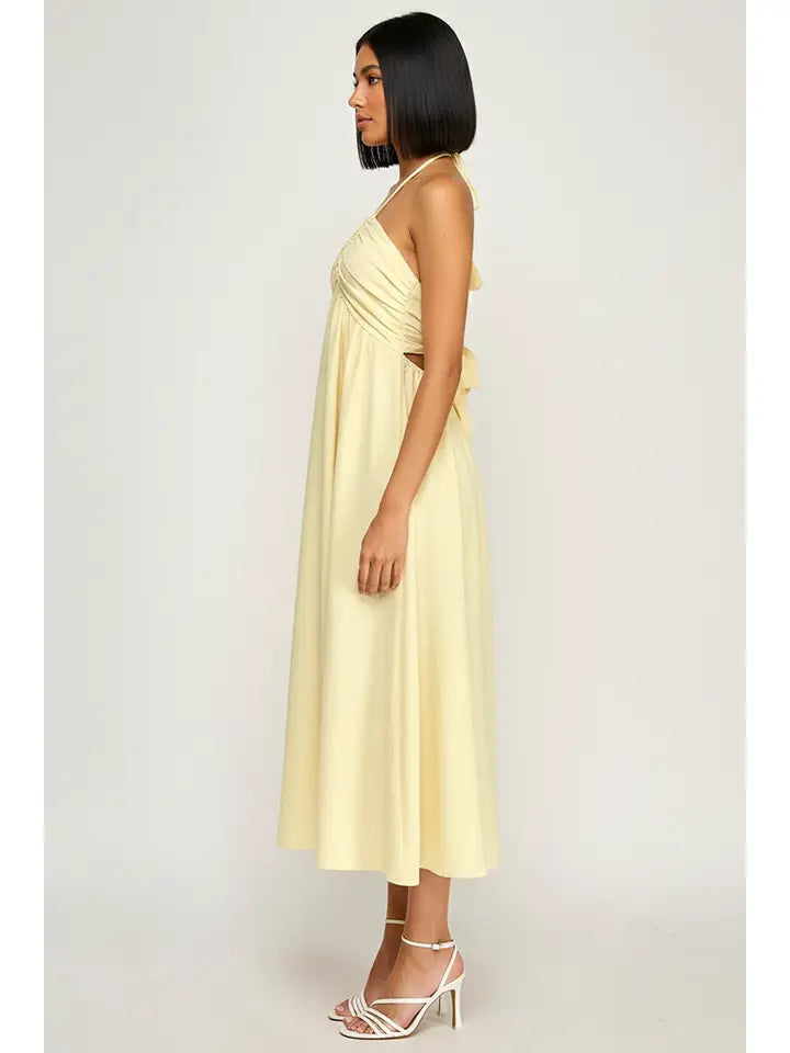 Lemon Drop Halter Maxi Dress