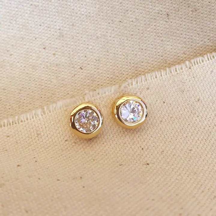Bezeled CZ Stud Earring