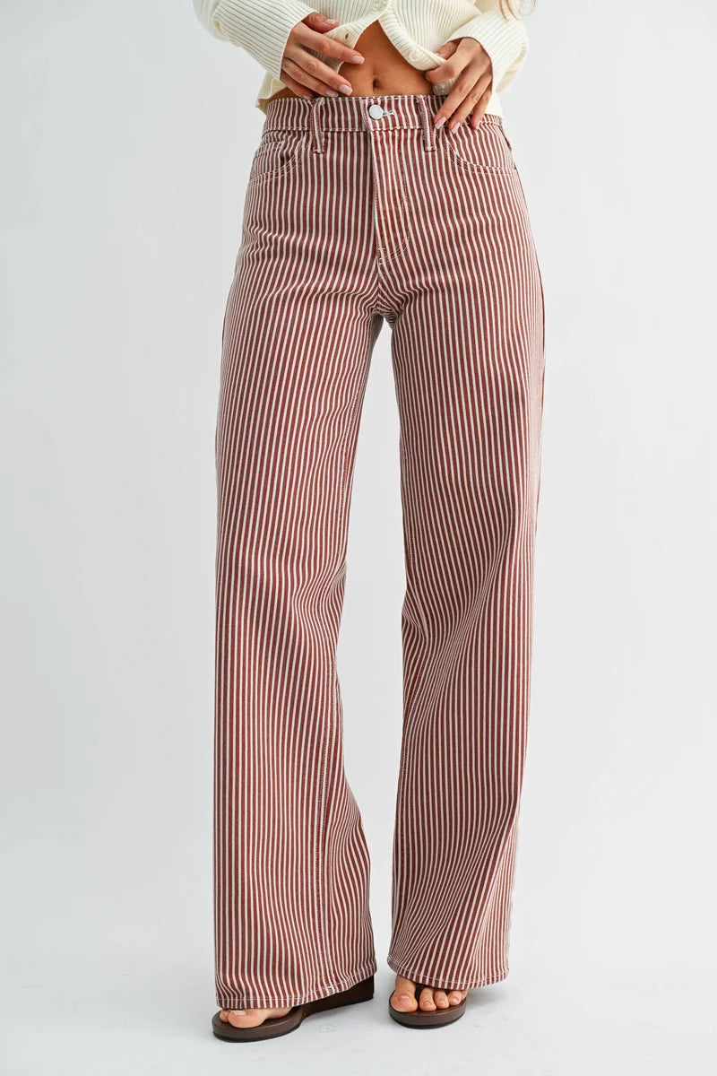 Spiced Brown Stripe Wide Leg