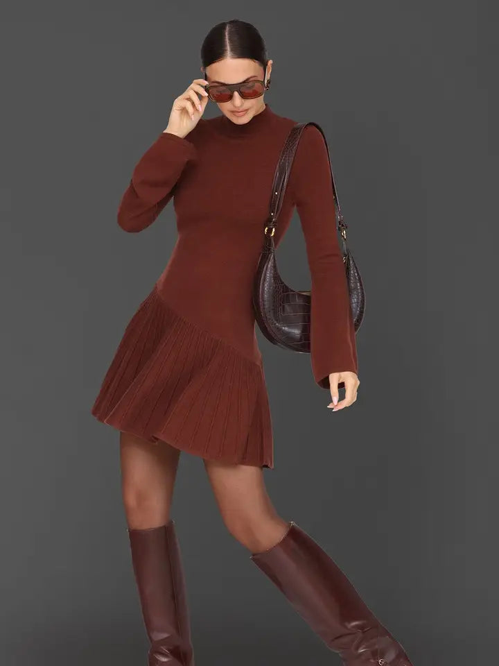 Asymmetric Hem Mini Sweater Dress