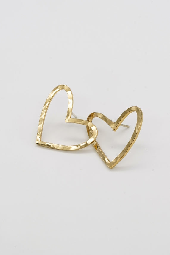 Hammered Heart Studs