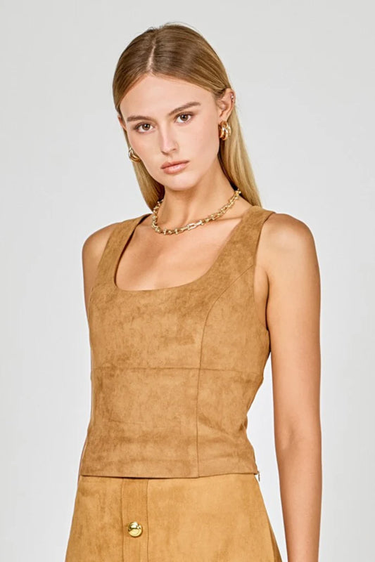 Suede Scoop Neck Tank