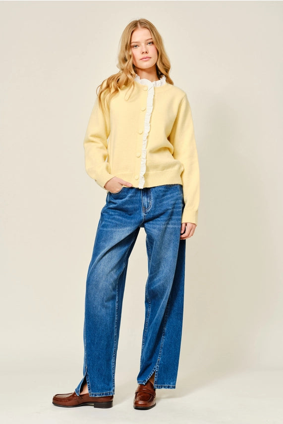 Ruffle Prep Contrast Cardigan