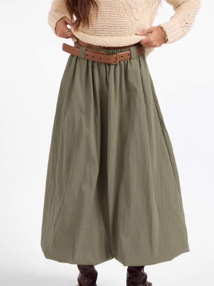Village Belted Midi Skirt