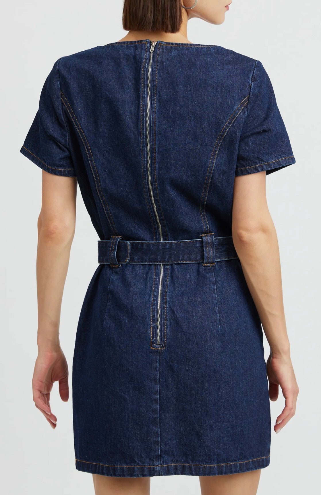 June Belted Denim Dress