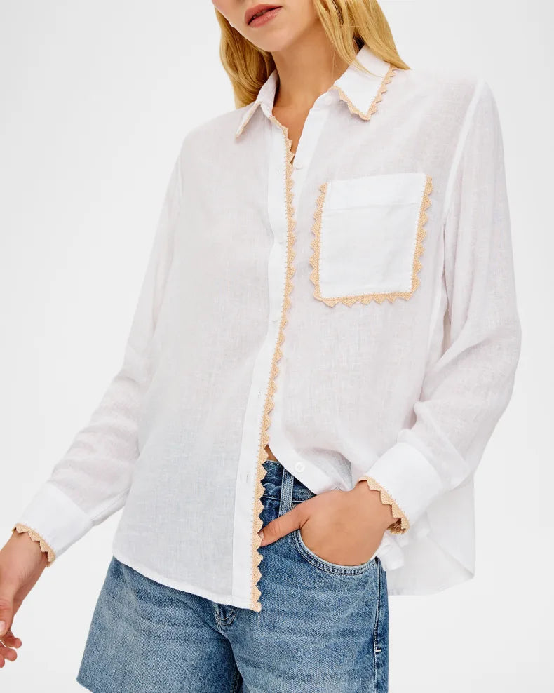 Saya Linen Crochet Top