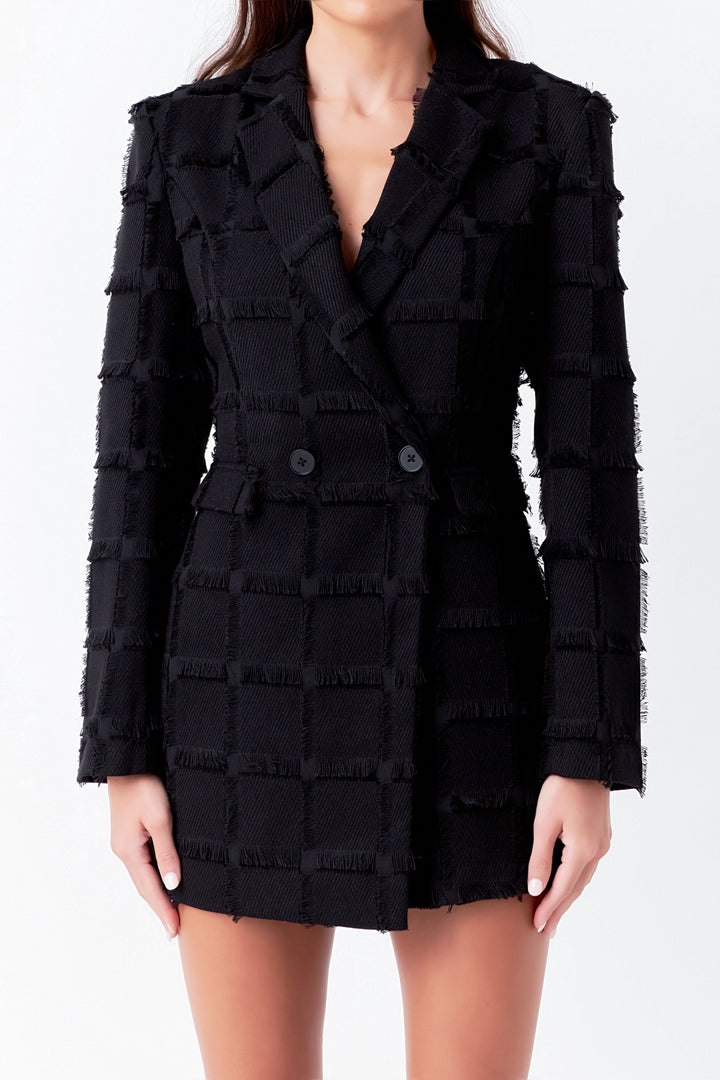E Rose Textured Blazer Romper