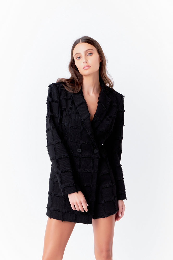 E Rose Textured Blazer Romper
